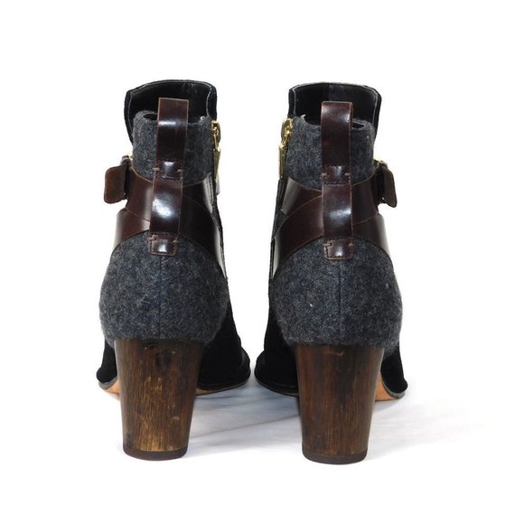 Clarks Cushion Plus "Spiced River" 2 Tone Suede/Felt Buckle Heel Ankle Boots - Picture 11 of 15